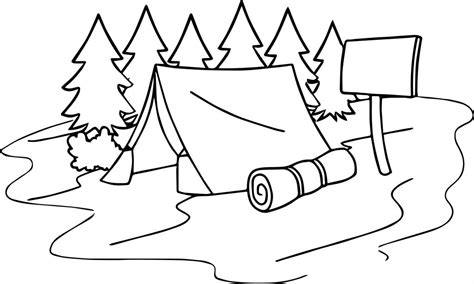 Summer Camp Tent Sleeping Bag Camping Coloring Page Wecoloringpage