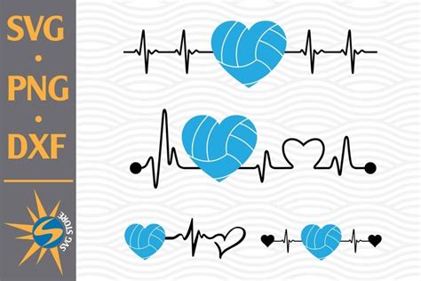 Volleyball Heartbeat Svg Png Dxf Digital Files 713462