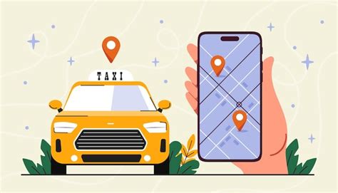 Concept D Application De Taxi Mains Tenant Un Smartphone Avec Une Carte