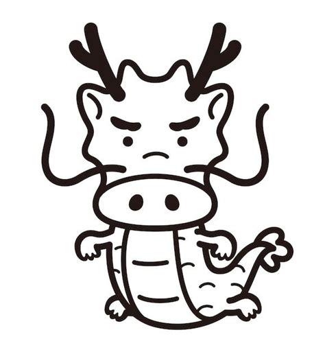 Free Vector Year Of The Dragon Black And White Vector Cartoonish