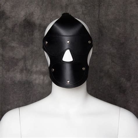 Hot Sale New Styles Black Leather Sex Mask With Open Mouth Gag Bdsm Fetish Mask Adult Sex Toys