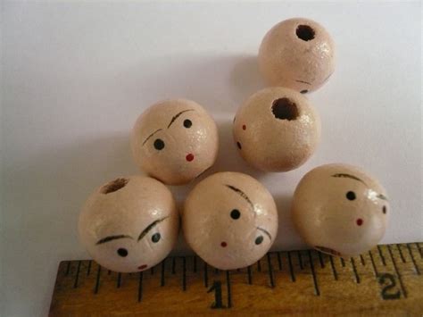 Vintage Small Wood Doll Head Beads 6 by papertales on Etsy