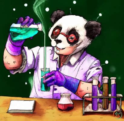 Digital Art Of Panda Mad Scientist Mixing Sparkling Chemicals