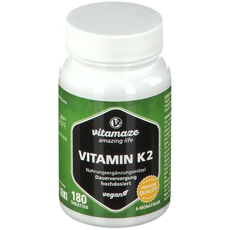 Vitamaze VITAMIN K2 200 µg hochdosiert vegan 180 St shop apotheke ch