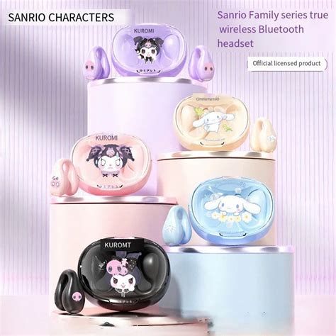 Anime Sanrio Wireless Earphones Bluetooth Cinnamoroll Kuromi Kawaii New Waterproof Headset Noise