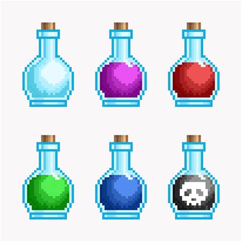 Vector Pixel Art Potion Bottle Stock Vector Illustration Of Cute Hot