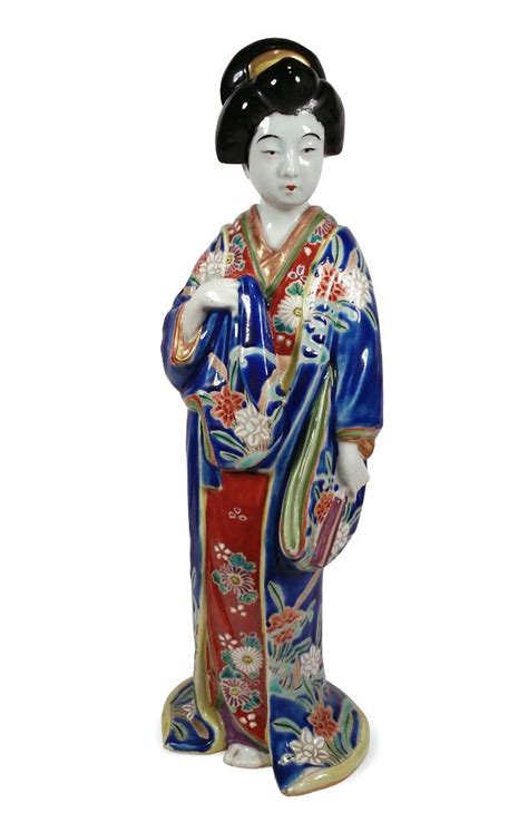 Vintage Japanese Kutani Porcelain Geisha Woman Figurine Sculpture