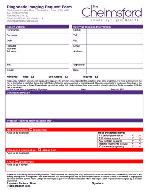 Fillable Online Thechelmsford Co Diagnostic Imaging Request Form The