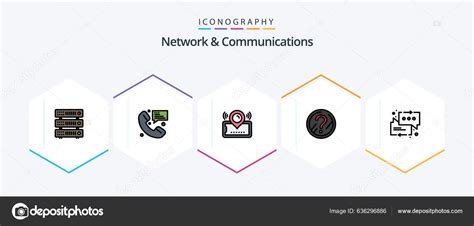 Network Communications Filledline Icon Pack Including Solution Faq