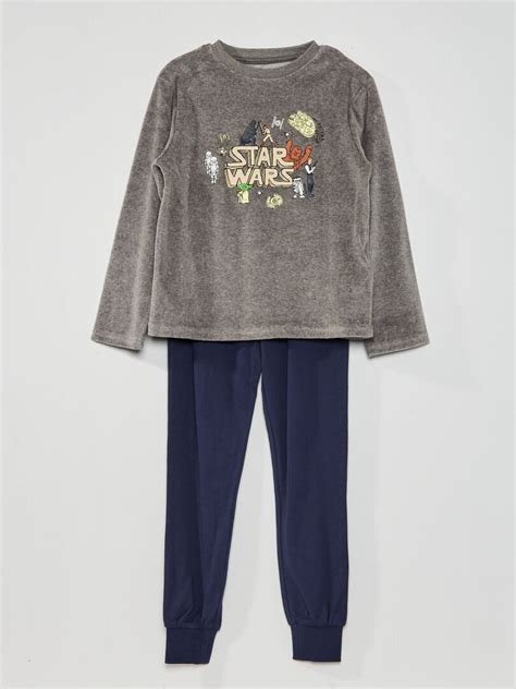 Pyjama Long En Velours Star Wars Disney Gris Kiabi