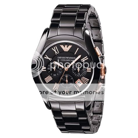 EMPORIO ARMANI AR 1410 CERAMIC BLACK CHRONOGRAPH MENS WRIST WATCH IN