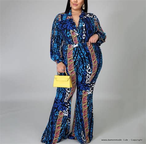 Neuheiten 2023 Curvy Jumpsuit Glitzer Einteiler Elegant Lang In Blau