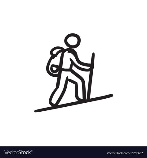 Tourist Backpacker Sketch Icon Royalty Free Vector Image