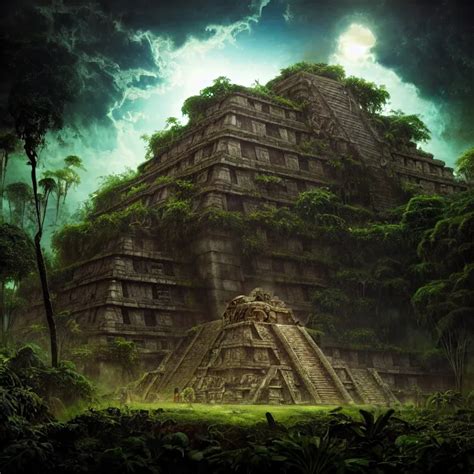 Surreal Painting Of Crashed Mayan Aztec Spaceship Stable Diffusion