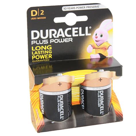 Duracell Plus Power Battery D Mn1300 Lr20 2pk