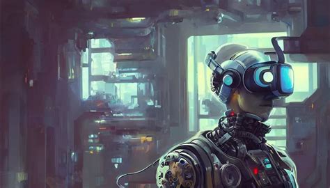 Concept Art Of Cyberpunk Wearing Vr Headset Stable Diffusion