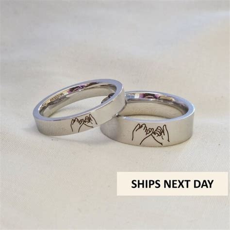 Pinky Swear Matching Rings Promise Rings Set Stainless Steel Etsy Uk