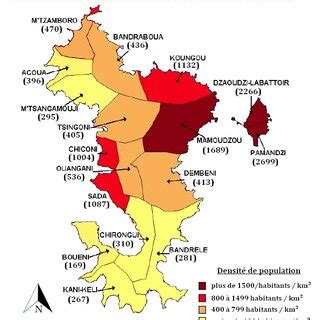 b Répartition des densités de population sur le territoire Source