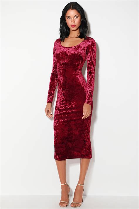 Glam Wine Red Dress Red Velvet Dress Velvet Midi Dress Lulus