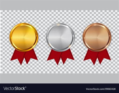 Champion Gold Silver And Bronze Medal Template Vector Image