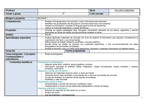 Planeaciones De Espa Ol Telesecundaria