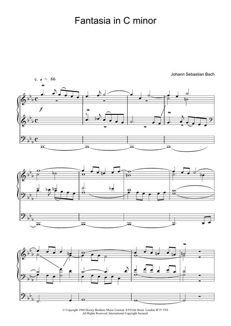 Fantasia And Fugue In C Minor BWV 537 By Johann Sebastian Bach Sheet