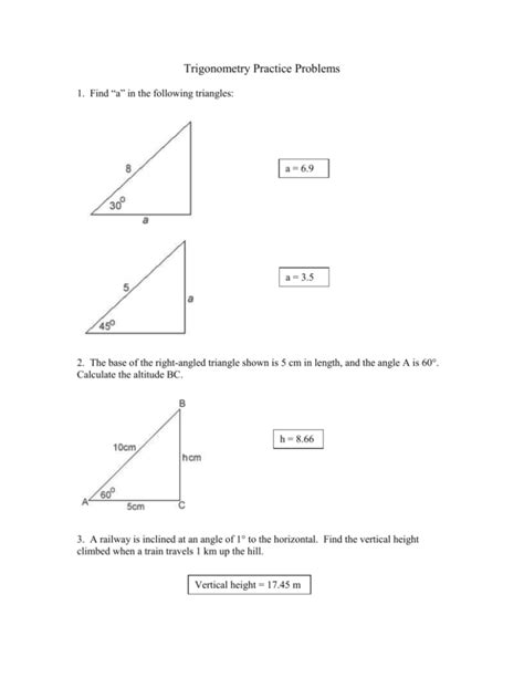 Trigonometry Practice Problems