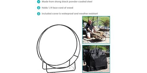 Sunnydaze Outdoor Firewood Log Hoop And Cover Set