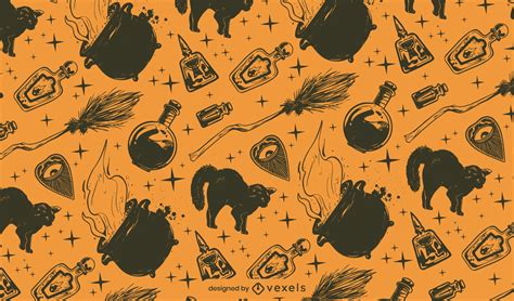 Halloween Dark Witch Pattern Design Vector Download