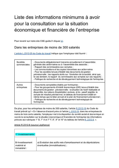 Consultation Situation Conomique Et Financi Re Du Cse