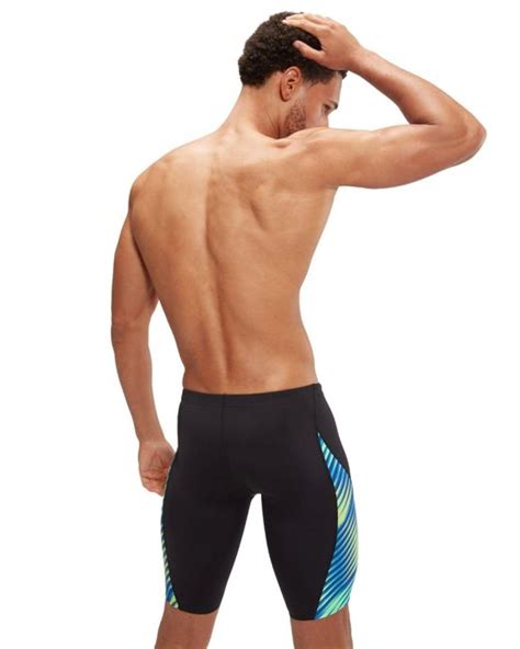 Speedo Allover Digital V Cut Swim Jammer Blue Green In Black For Men Lyst Uk