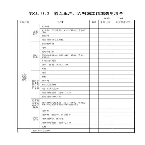 安全生产文明施工措施费用清单xls工程项目管理资料土木在线