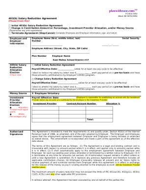 Planwithease Salary Reduction Agreement Doc Template Pdffiller