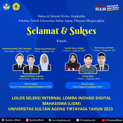 SELAMAT SUKSES KEPADA PARA MAHASISWA I LOLOS SELEKSI INTERNAL LOMBA