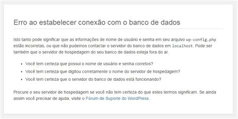 Erro ao estabelecer conexão o banco de dados no wordpress como