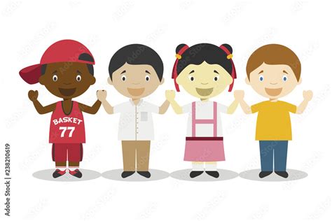 Four children of different races holding hands and representing ...