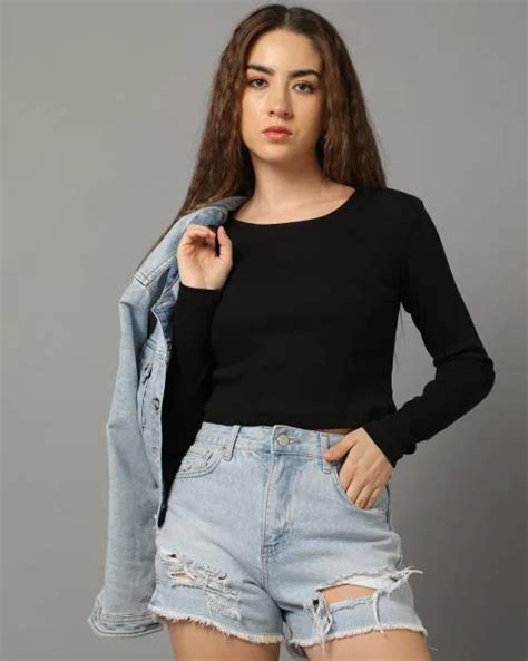 Buy Ribbed Slim Fit Crop Top Online At Best Prices In India Jiomart