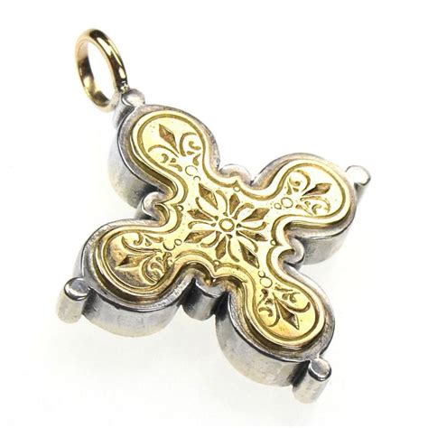 Gerochristo 5014 Solid 18k Gold And Sterling Silver Byzantine Cross