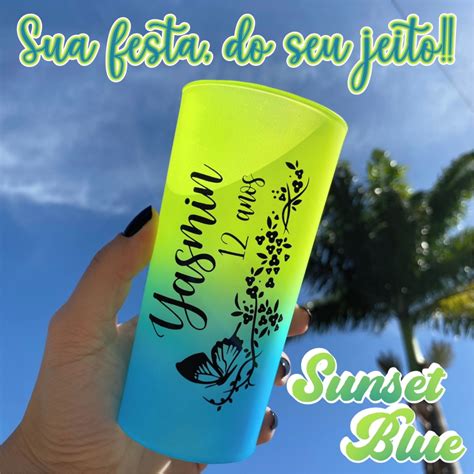 100 Copos Personalizados Long Drink Degradê e Sunset Fre ver