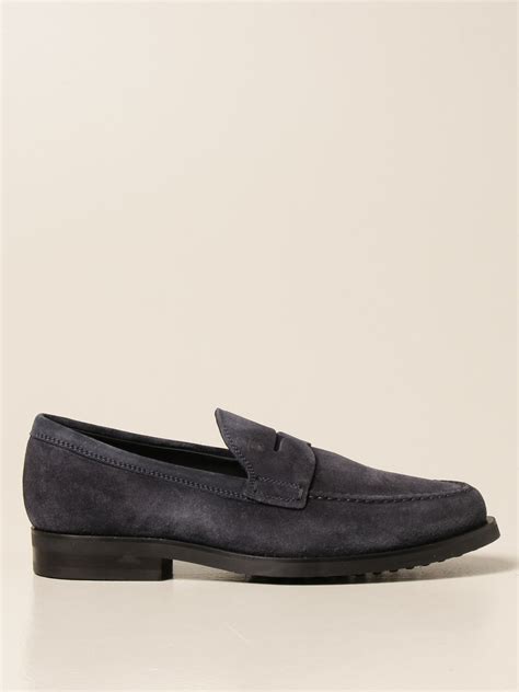 Tod S Mocassino In Camoscio Con Fondo In Gomma Blue Mocassini Tod