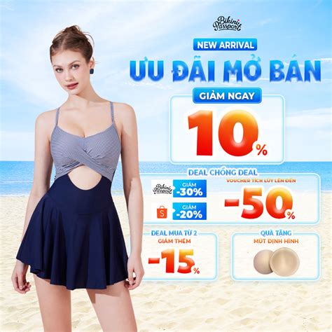 Bộ đồ bơi Nữ BIKINI PASSPORT kiểu Một mảnh váy liền thân cắt bán nguyệt Xanh BS NV