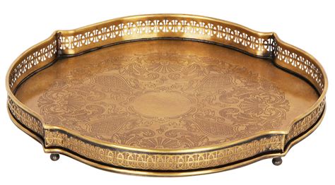 Floral Carved Traditional Brass Tray