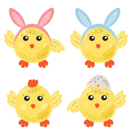 Poussins De Bébé Mignons Dans Différentes Poses Pour La Conception De