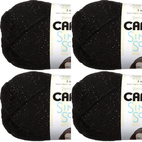 Spinrite Caron Simply Soft Party Yarn Black Sparkle 1 Pack Of 4