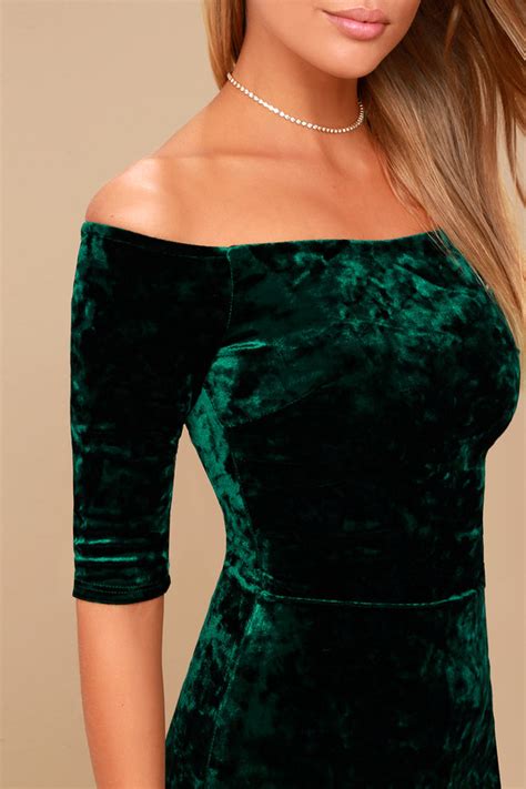 Cute Forest Green Dress Velvet Dress Bodycon Dress