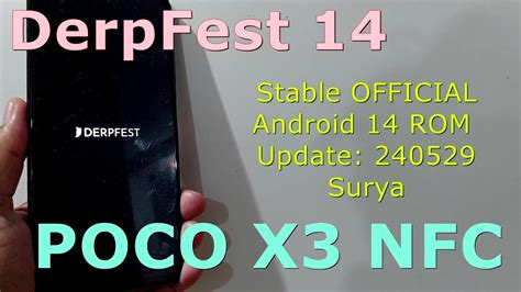 DerpFest 14 Stable OFFICIAL For Poco X3 Android 14 ROM Update 240529