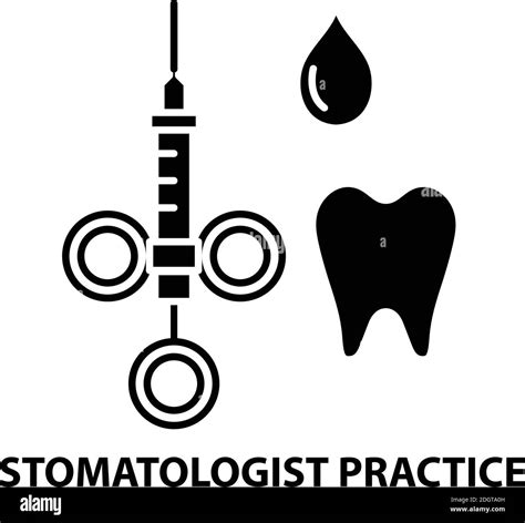 Stomatologist Practice Icon Black Vector Sign With Editable Strokes Concept Illustration Stock