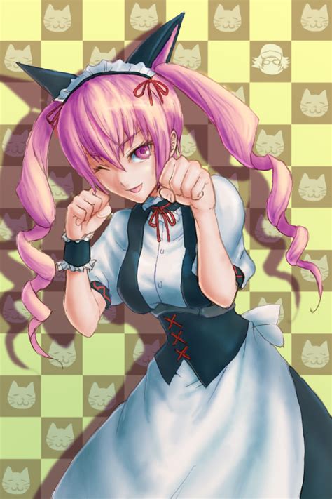 Safebooru Cat Cat Ears Cat Pose Checkered Checkered Background Faris