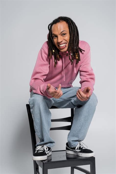 Happy Multiracial Man With Dreadlocks Looking Stock Image Image Of