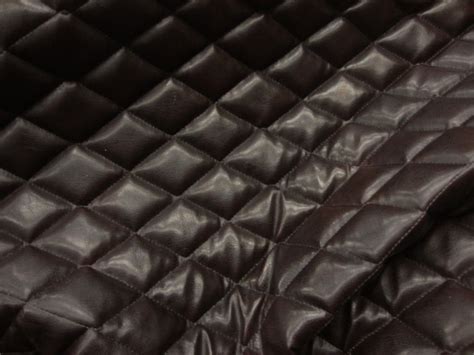 Brown Faux Leather Quilted Vinyl Fabric With 3 8 Foam